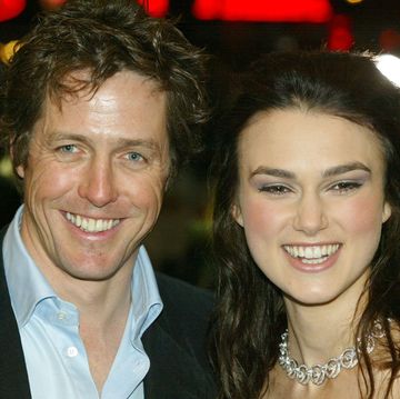 london   november 16 actors keira knightley and hugh grant attend the uk charity film premiere of love actually at the odeon leicester square on november 16, 2003 in london photo by dave hogangetty images