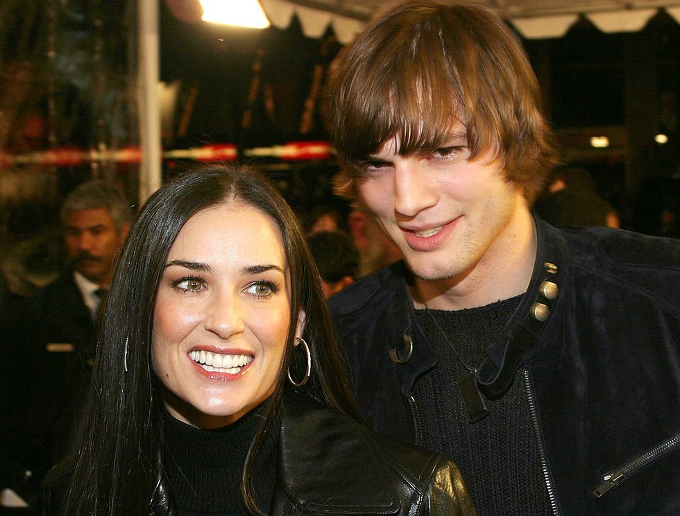 hollywood december 14 actor ashton kutcher and actress demi moore attend the cheaper by the dozen premiere december 14, 2003 in hollywood, california photo by giulio marcocchigetty images