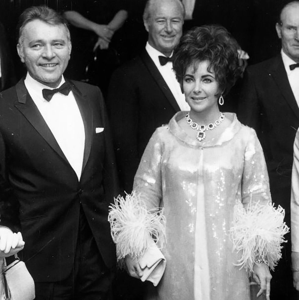 26th april 1967 british born actress elizabeth taylor with her husband, richard burton 1925 1984 at grosvenor house, london, for the bafta awards photo by keystonegetty images
