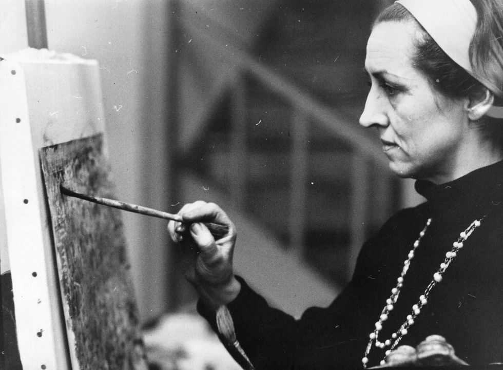 1964 french artist francoise gilot, who had two children by pablo picasso paints in her studio in fulham, london photo by keystonegetty images