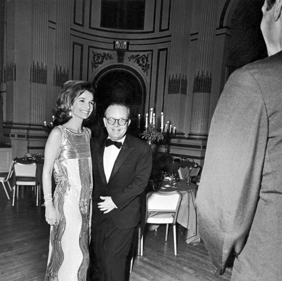 28th november 1966 american socialite lee radziwill and american writer truman capote 1924 1984 pose together in the grand ballroom of the plaza hotel during capotes black and white ball in honor of publisher kay graham photo by hulton archivegetty images