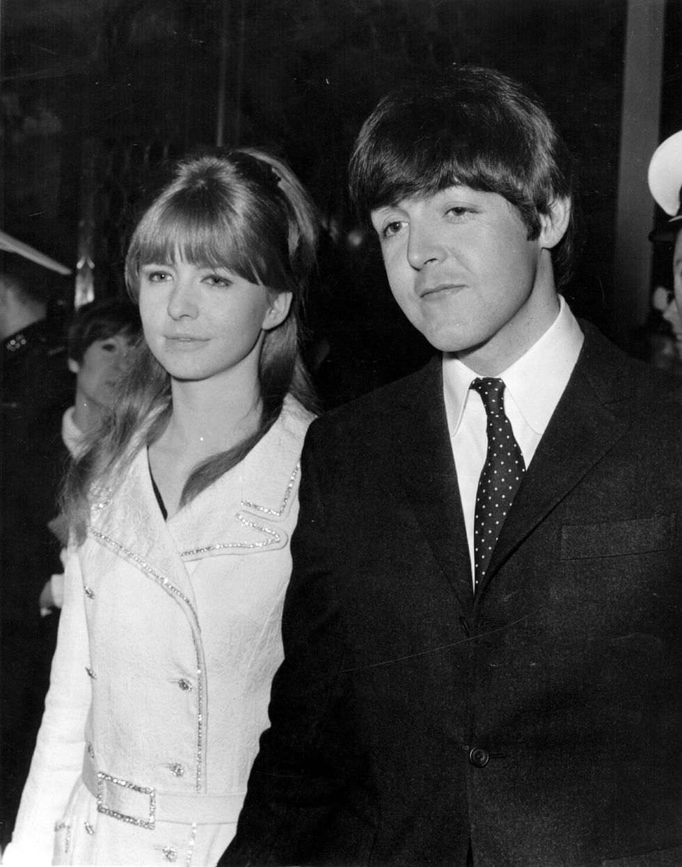Paul McCartney and Jane Asher at the premiere of 'Alfie' at the Plaza Theatre, London on March 25, 1966