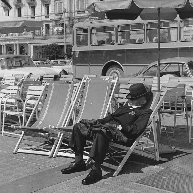 14th april 1963  a man basking in the easter sunshine on the promenade des anglais in nice  photo by keystonegetty images