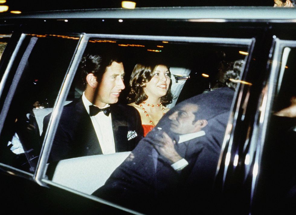 monte carlo   1975  princess caroline in a car with prince charles in 1975 in monte carlo, monaco photo by michel dufourwireimage
