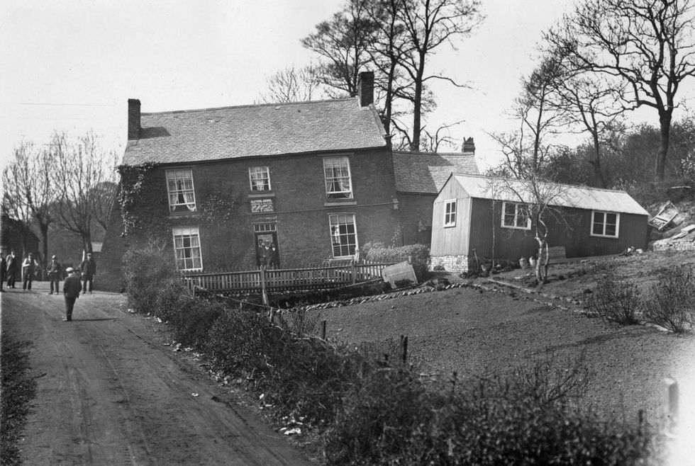 17th april 1907 the glynne arms, a crooked public house and outbuildings, leaning because of subsidence and soil erosion at himley street photo by topical press agencygetty images