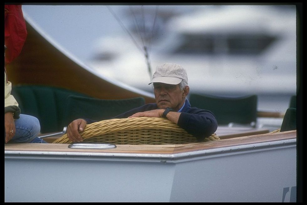 9 may 1992  raul gardini of italy looks on during race one of the americas cup against the united states mandatory credit stephen dunn  allsport