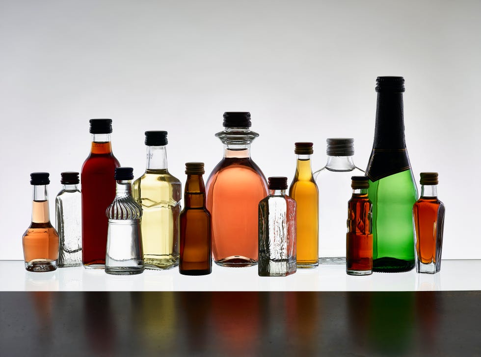 various shapes of smaller bottles for storing leftover wine
