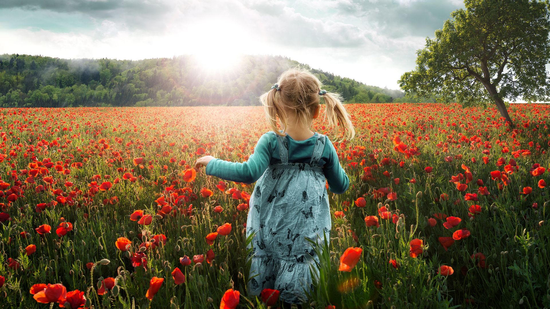Daughter Little Girl Flowers Field