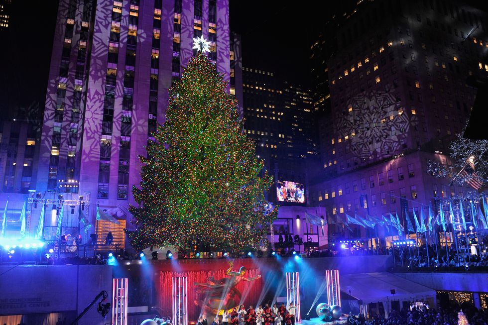 Lighting, Blue, Light, Purple, Tree, Sky, Night, Christmas, Christmas decoration, City, 