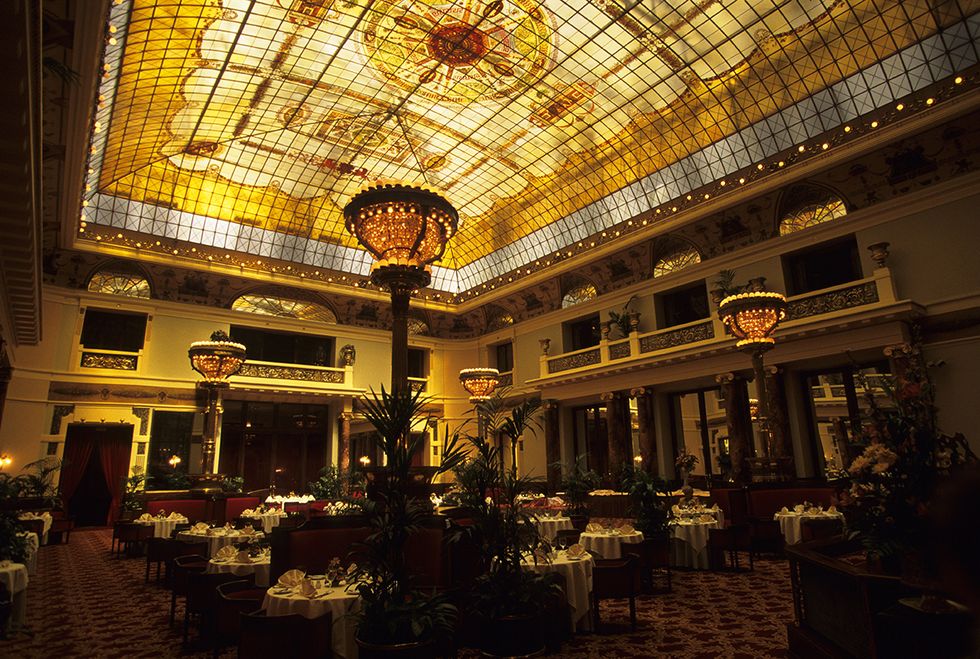 moscow, russia 19980101 russia, moscow, revolution square, metropol hotel, dining room, tiffany glass roof photo by wolfgang kaehlerlightrocket via getty images