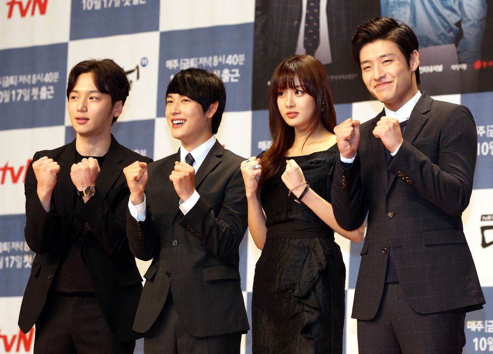 seoul, south korea   october 06  byeon yo han, siwan of zea, kang so ra and kang ha neul attend the tvn drama misaeng press conference at coex on october 6, 2014 in seoul, south korea  photo by ilgan sportsmulti bits via getty images