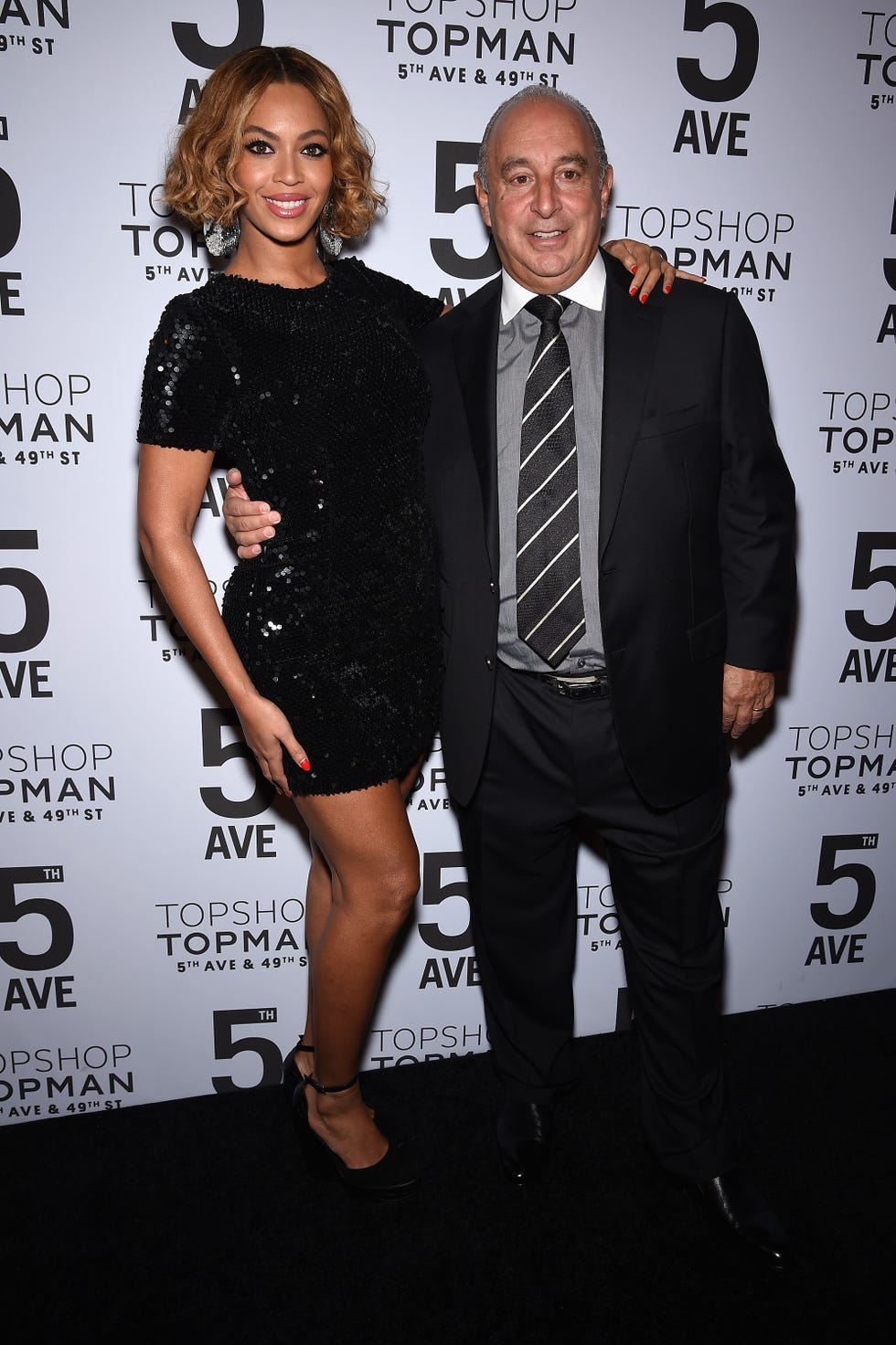 new york, ny   november 04  beyoncé knowles and sir philip green attend the topshop topman new york city flagship opening dinner at grand central terminal on november 4, 2014 in new york city  photo by dimitrios kambourisgetty images