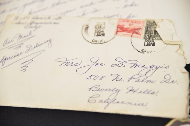A love letter written by Joe DiMaggio to Marilyn Monroe addressed to "Mrs. Joe DiMaggio"
