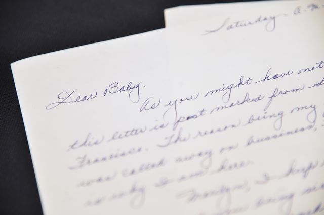 A view of a love letter to Marilyn Monroe written by Joe DiMaggio