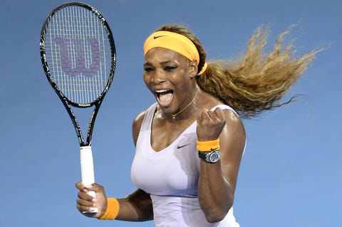 brisbane, australia   january 04 serena williams of the usa celebrates victory after winning her finals match against victoria azarenka of belarus during day seven of the 2014 brisbane international at queensland tennis centre on january 4, 2014 in brisbane, australia  photo by bradley kanarisgetty images