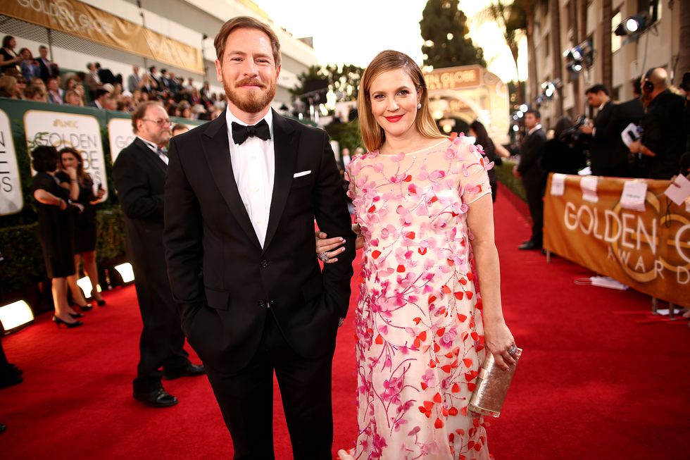beverly hills, ca   january 12  71st annual golden globe awards    pictured l r will kopelman and actress drew barrymore arrive to the 71st annual golden globe awards held at the beverly hilton hotel on january 12, 2014     photo by christopher polknbcnbcuniversal via getty images