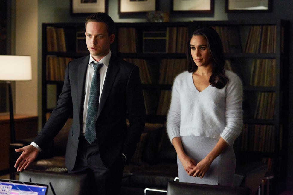 mike and rachel in suits