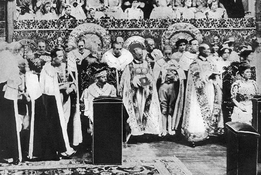 the coronation of king george v, westminster abbey, 22 june 1911 illustration from george v and edward viii, a royal souvenir, by fgh salusbury, a souvenir book published as edward viii was crowned following the death of his father, george v, daily express publication, london, 1936 photo by the print collectorprint collectorgetty images