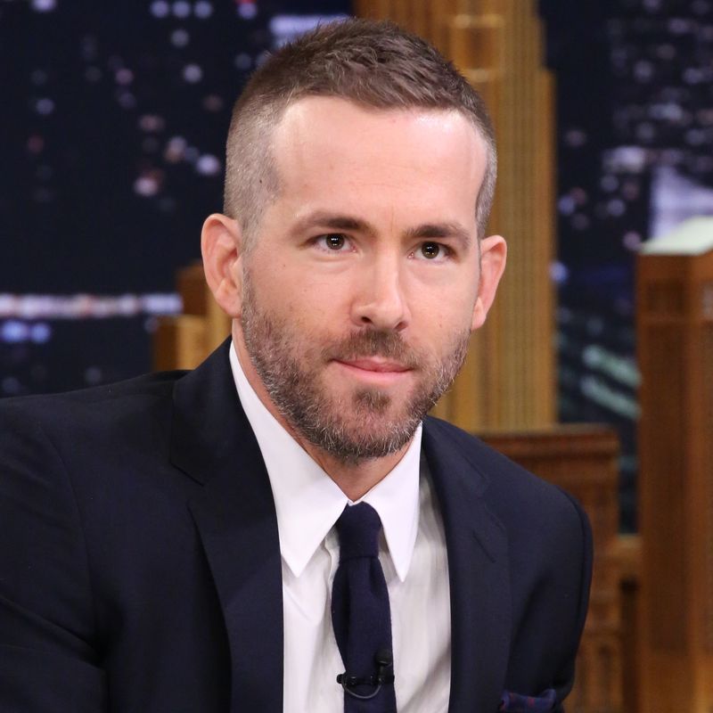 Ryan Reynolds with a high and tight buzz cut