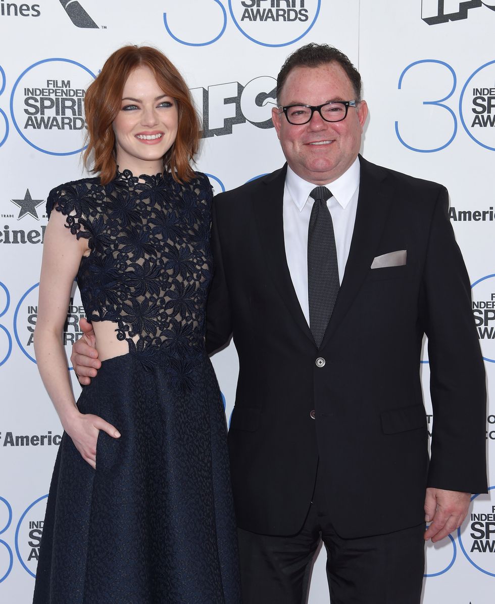 santa monica, ca february 21 actress emma stone and dad jeff stone arrive at the 2015 film independent spirit awards on february 21, 2015 in santa monica, california photo by axellebauer griffinfilmmagic