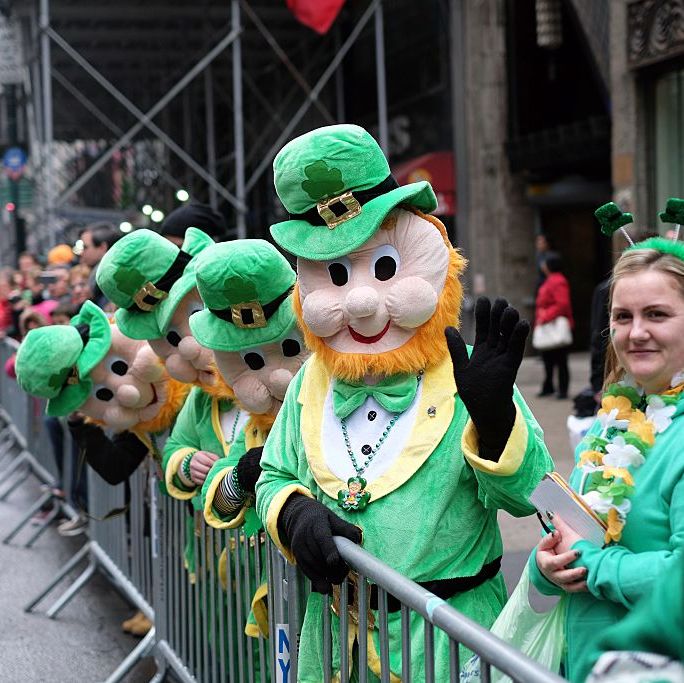 people dressed up as leprechauns and wearing green at a st patricks day parade st patricks day captions