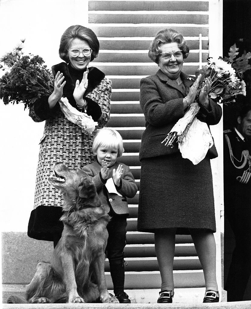 netherlands october 30 princess beatrix with mother queen juliana and son prince willem alexander listening the aubade of the trachter musik kapelle from lech, austria, at the palace soestdijk on october 30, 1970 in netherlands photo by gamma keystone via getty images