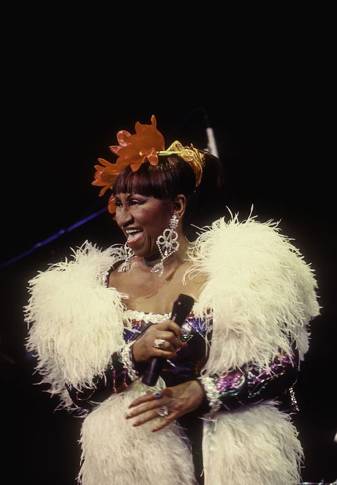 cuban born american salsa singer celia cruz 1925   2003 performs with her first band la sonora matancera during a jazz at lincoln center concert at alice tully hall, new york, new york, december 12, 1992 photo by jack vartoogiangetty images