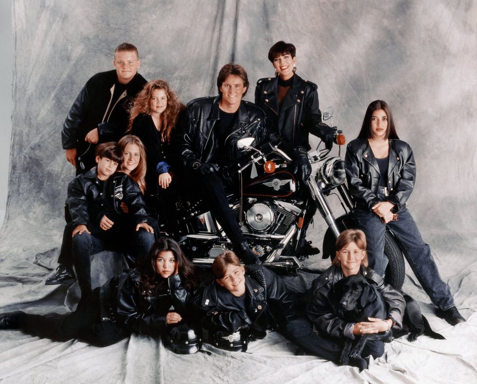 los angeles 1993 clockwise from top left burton jenner, khloe kardashian, bruce jenner, kris jenner, kim kardashian, brandon jenner, brody jenner, kourtney kardashian, robert kardashian, jr and cassandra jenner of the celebrity jenner and kardashian families featured in the tv show 'keeping up with the kardashians' pose for a family portrait in 1993 in los angeles, california  photo by maureen donaldsonmichael ochs archivesgetty images 
