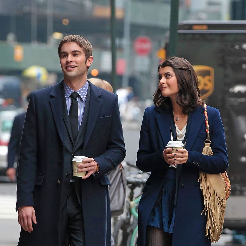 new york, ny   october 05 chace crawford and sofia black delia are seen on the set of gossip girl on october 05, 2012 in new york city  photo by ignatbauer griffingc images