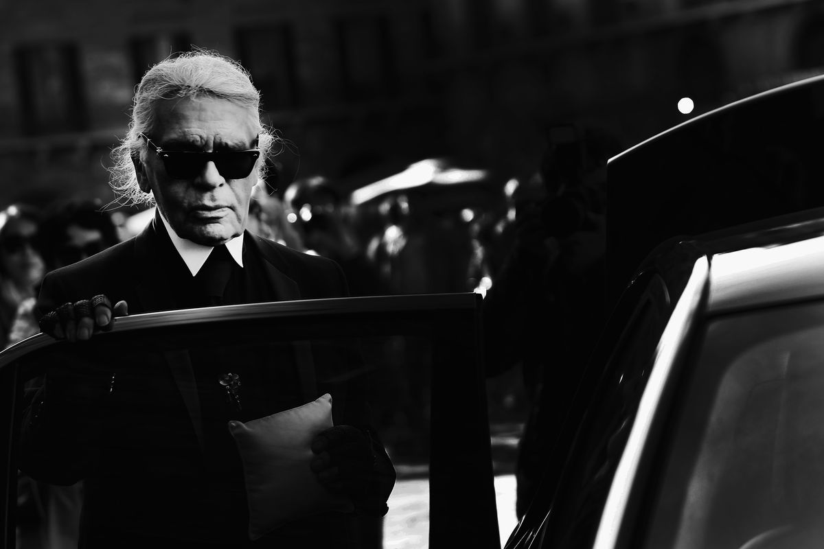 florence, italy april 22 editors note image has been converted to black and white karl lagerfeld attends the conde nast international luxury conference at palazzo vecchio on april 22, 2015 in florence, italy photo by vittorio zunino celottogetty images for conde nast international luxury conference