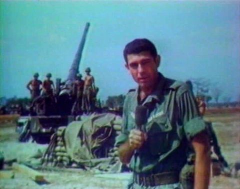 saigon   january 1 cbs newsman, dan rather reporting while under fire in vietham in 1966 photo by cbs via getty images