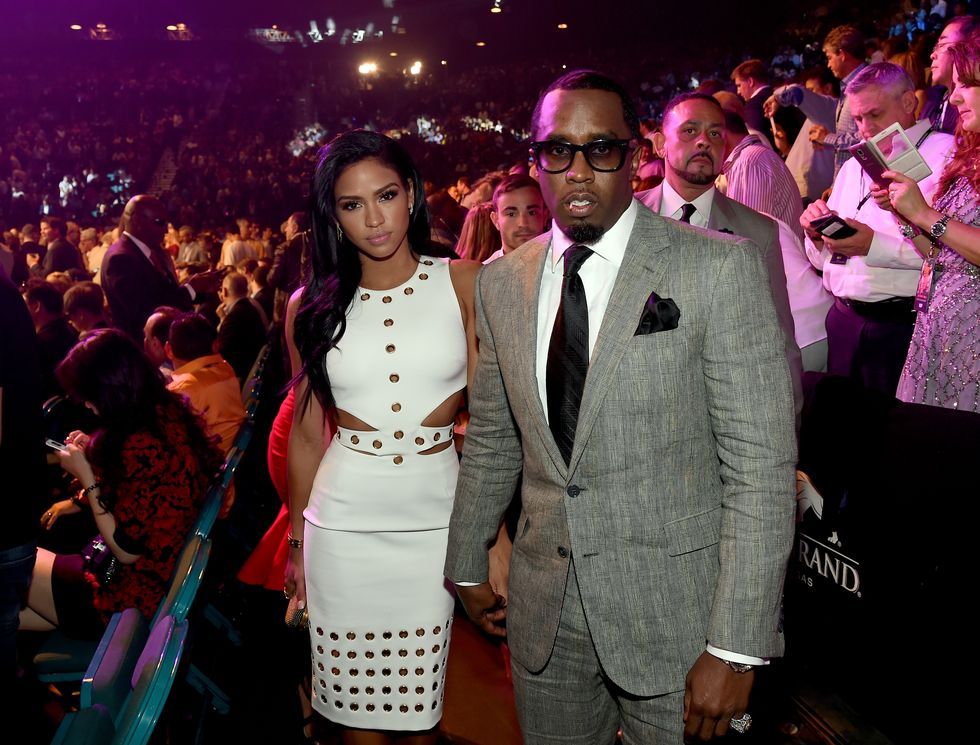 las vegas, nv may 02 model cassie ventura l and sean puff daddy combs pose ringside at mayweather vs pacquiao presented by showtime ppv and hbo ppv at mgm grand garden arena on may 2, 2015 in las vegas, nevada photo by ethan millergetty images for showtime