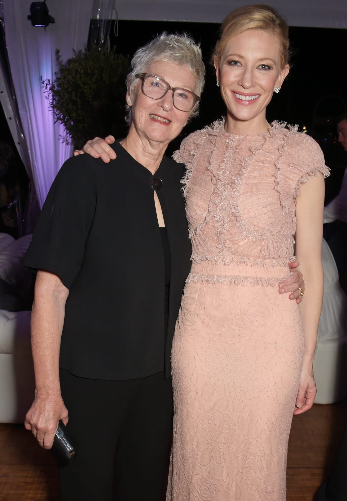 cannes, france may 17: actress cate blanchett (r) and mother june blanchett attend the carol party hosted by chopard and grey goose at baoli beach, cannes film festival on may 17, 2015 in cannes, france. (photo by david m. benett/getty images)
