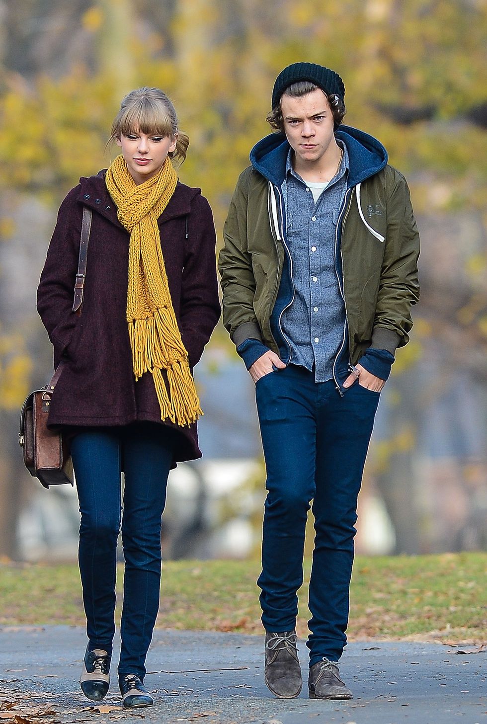 new york, ny december 02 taylor swift and harry styles are seen walking around central park on december 02, 2012 in new york city photo by david kriegerbauer griffingc images