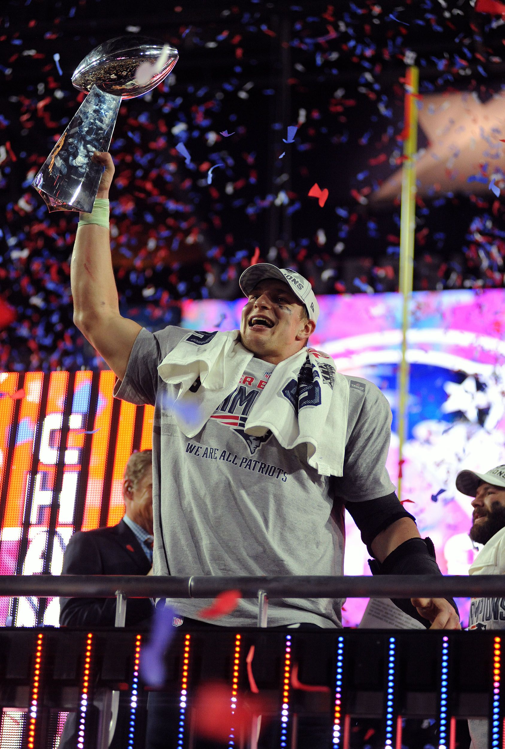 Gronk 'steals' Brady's jersey in pregame ceremony at Fenway - The Boston  Globe