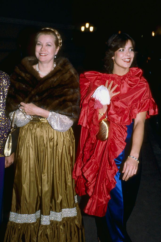 monaco, 05 03 1981 princess caroline of monaco during the annual rose ball with her mother, princess grace of monaco   photo by francis apesteguygetty images