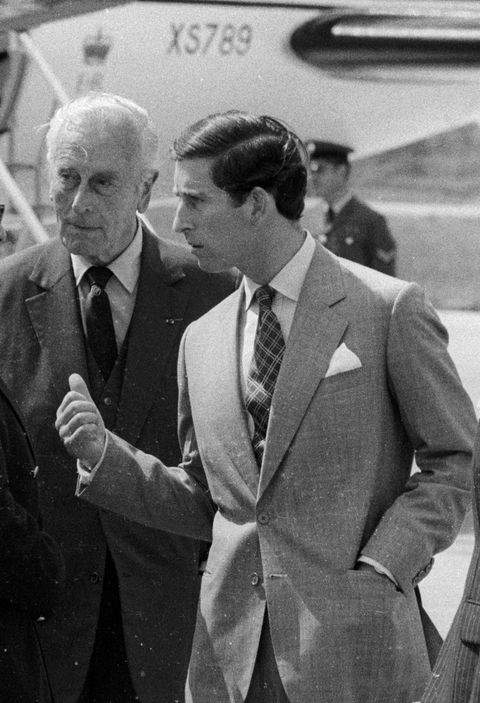 reims, france, prince charles avec lord mountbatten, son grand oncle, prince charles arrives with his great uncle lord mountbatten in reims, france   photo by francis apesteguygetty images