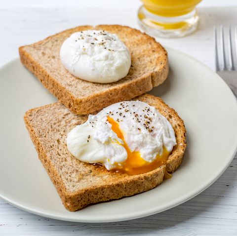 Poached Eggs on Whole Grain Bread Toasts