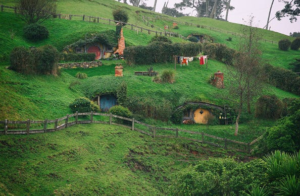 matamata, new zealand june 19: (editors note: a digital filter has been applied to this image) a general view of the shire is seen at the hobbiton movie set where lord of the rings and the hobbit trilogies were filmed, during the fifa u 20 world cup on june 19, 2015 in matamata, new zealand. (photo by alex livesey fifa/fifa via getty images)