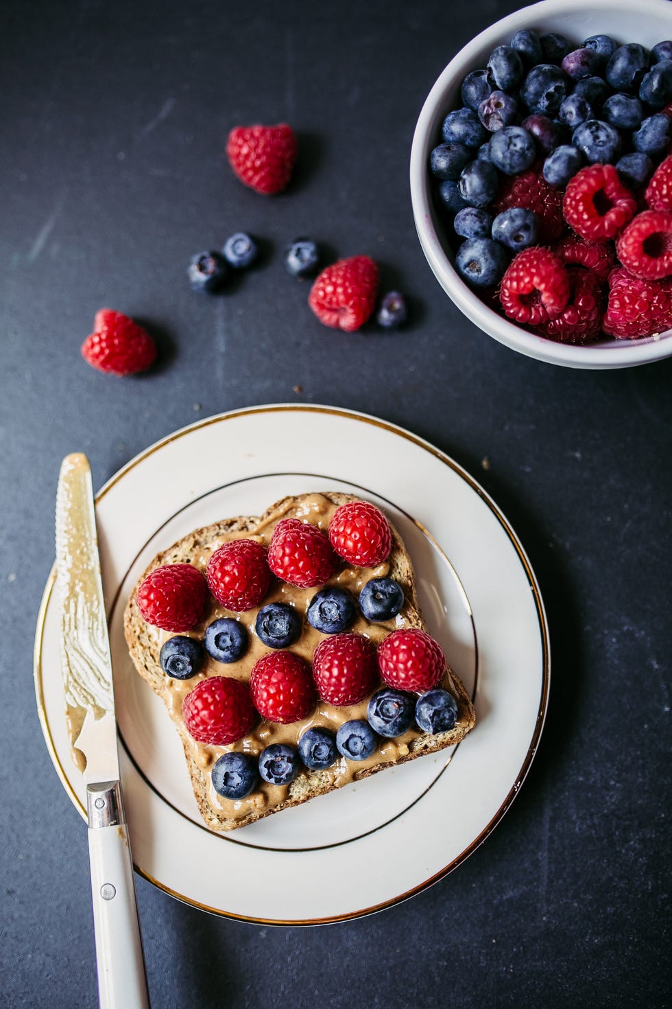 Peanut butter and berries toast