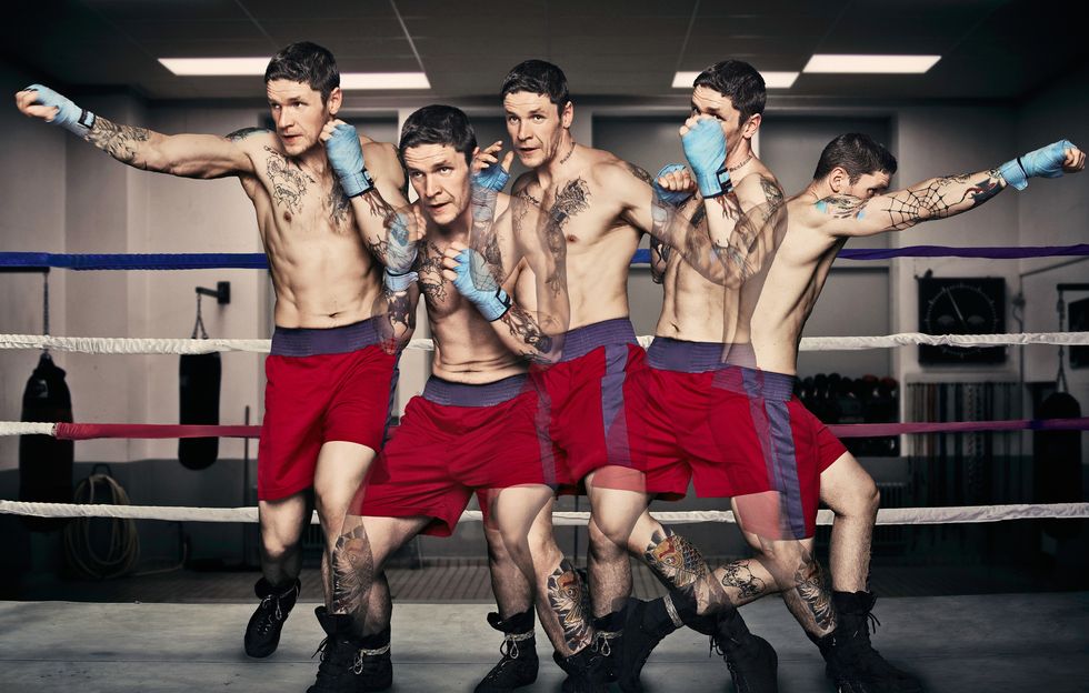 Multiple exposure of boxer punching