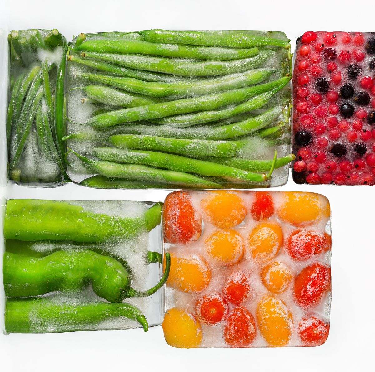 vegetables in ice