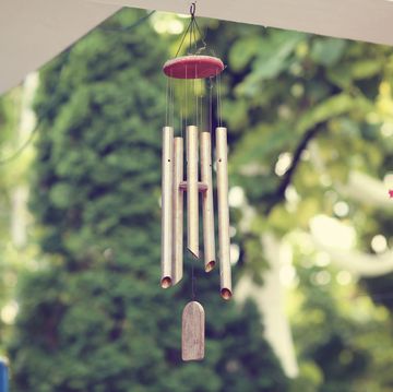 silver and wood wind chimes
