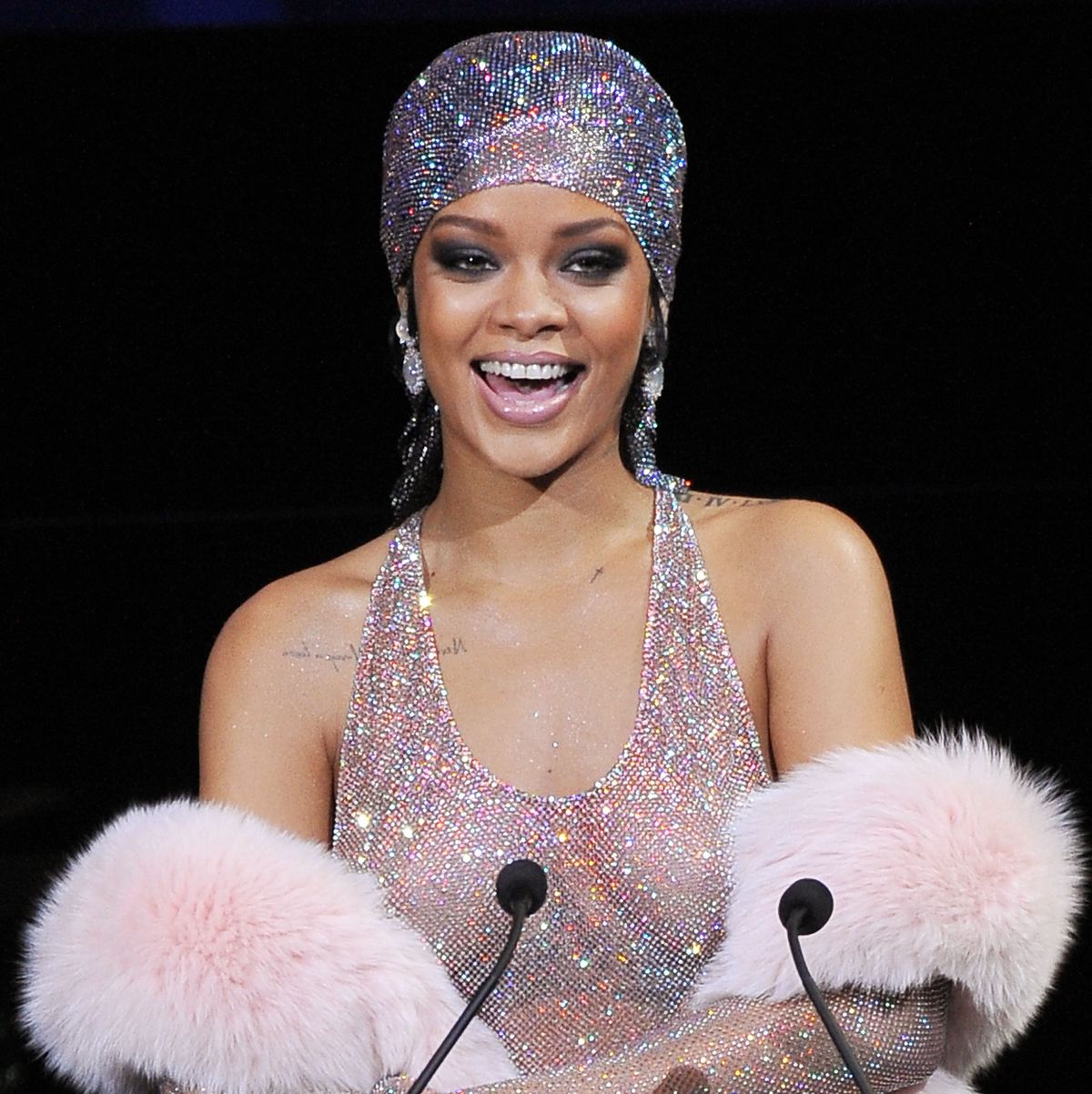 new york, ny   june 02  editors note image contains nudity rihanna speaks onstage at the 2014 cfda fashion awards at alice tully hall, lincoln center on june 2, 2014 in new york city  photo by d dipasupilgetty images