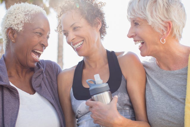 Senior women laughing in sportswear
