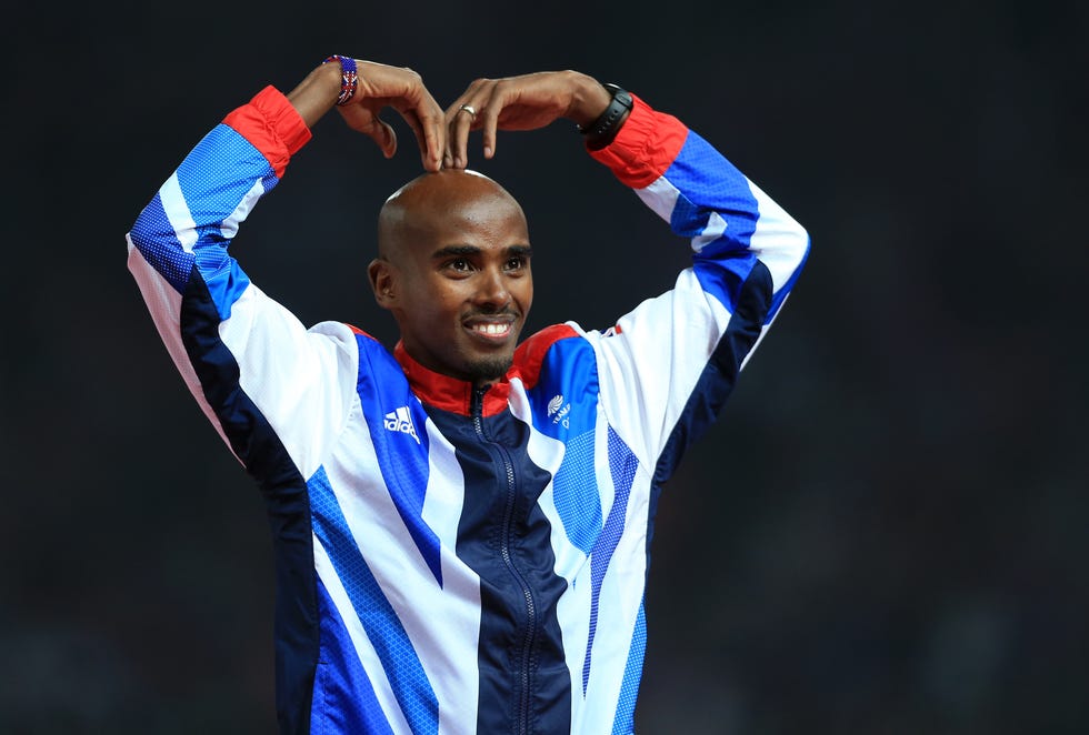 11th august 2012 london 2012 olympic games athletics mens 5,000m final mo farah gbr celebrates victory photo by simon stacpoolemark leech sports photographygetty images