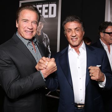 westwood, ca november 19 arnold schwarzenegger l and producer sylvester stallone attend the premiere of warner bros pictures creed at regency village theatre on november 19, 2015 in westwood, california photo by todd williamsongetty images