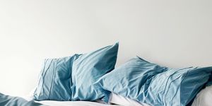 Bed sheet, Blue, Bedding, Bedroom, Bed, Furniture, Aqua, Turquoise, Duvet cover, Textile, 