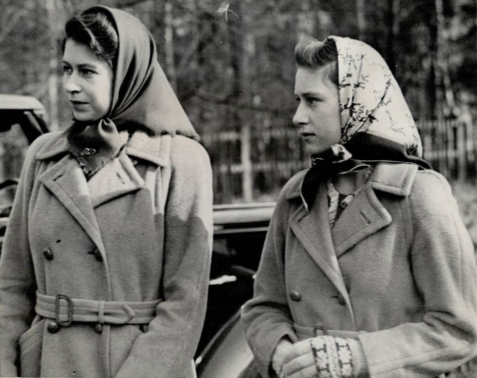 princesses attend tree planting ceremonies princess elizabeth left and princess margaret rose arrive at windsor great park england to attend the tree planting oeremonies commemorating the work done by british agriculture for the red cross