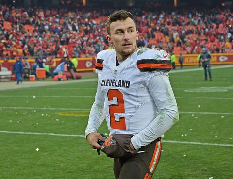 kansas city, mo   december 27  quarterback johnny manziel 2 of the cleveland browns walks off the field, after losing to the kansas city chiefs on december 27, 2015 at arrowhead stadium in kansas city, missouri  photo by peter g aikengetty images
